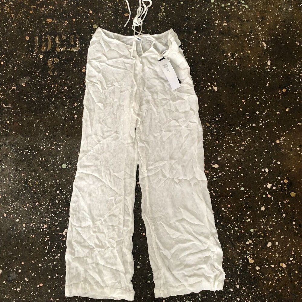Adam Selman Sport Vacation Pants White Tie Waist - Picture 5 of 6